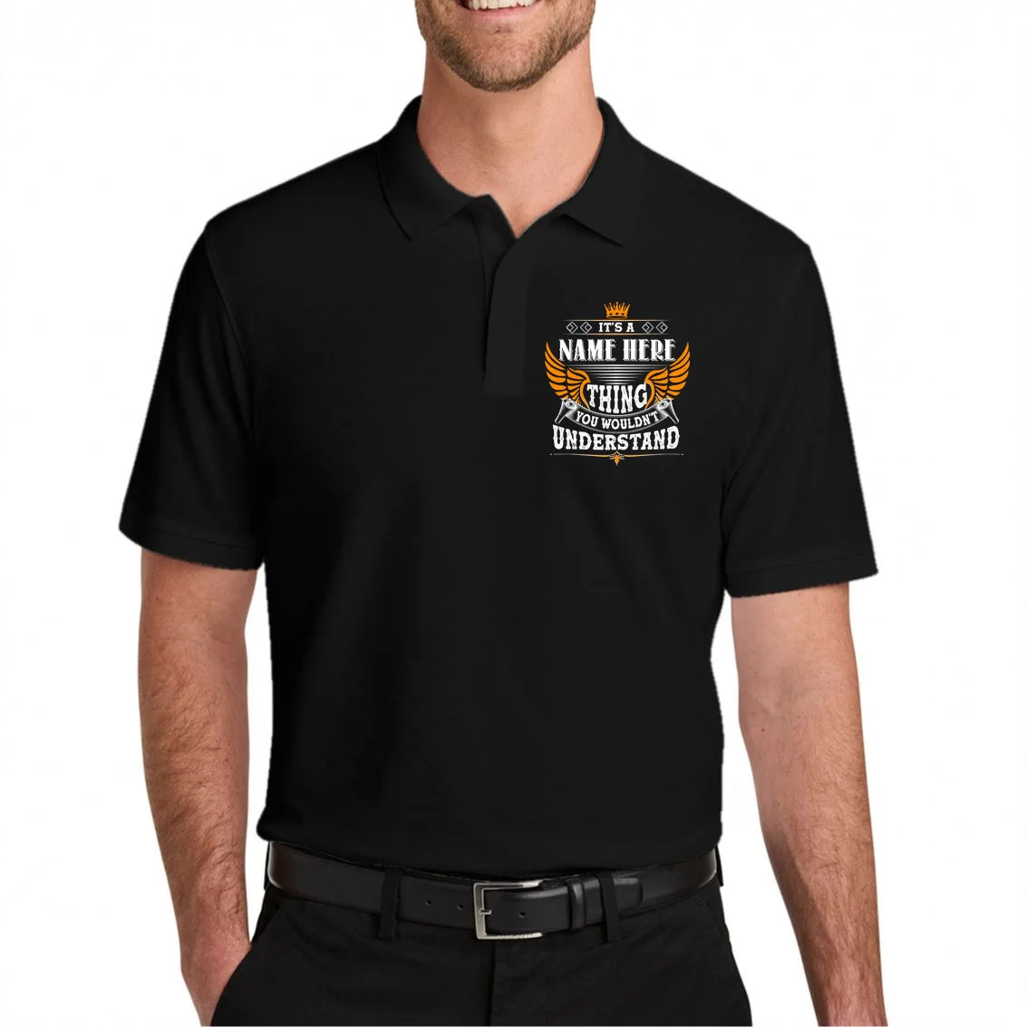 Custom It's A Name Thing You Wouldn't Understand Personalized Text Men's Polo - Front 1