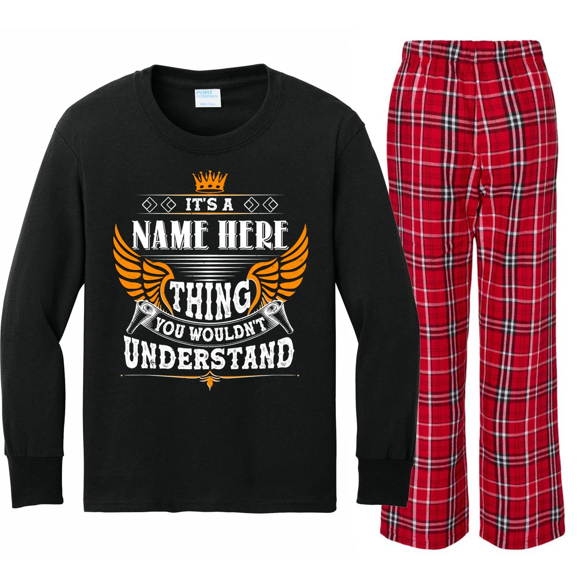 Custom It's A Name Thing You Wouldn't Understand Personalized Text Kids Long Sleeve Pajamas - Front