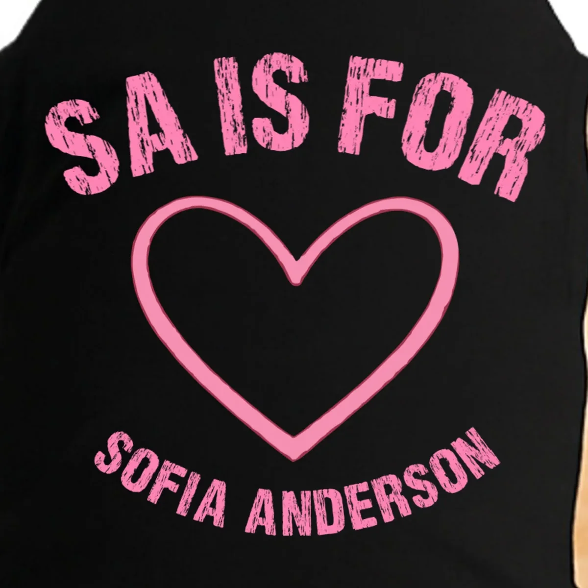 Custom Initial Name Kids T Shirt, Personalized Pink Heart Toddler T-Shirt for Girls Doggie Tank - Front - Close-up