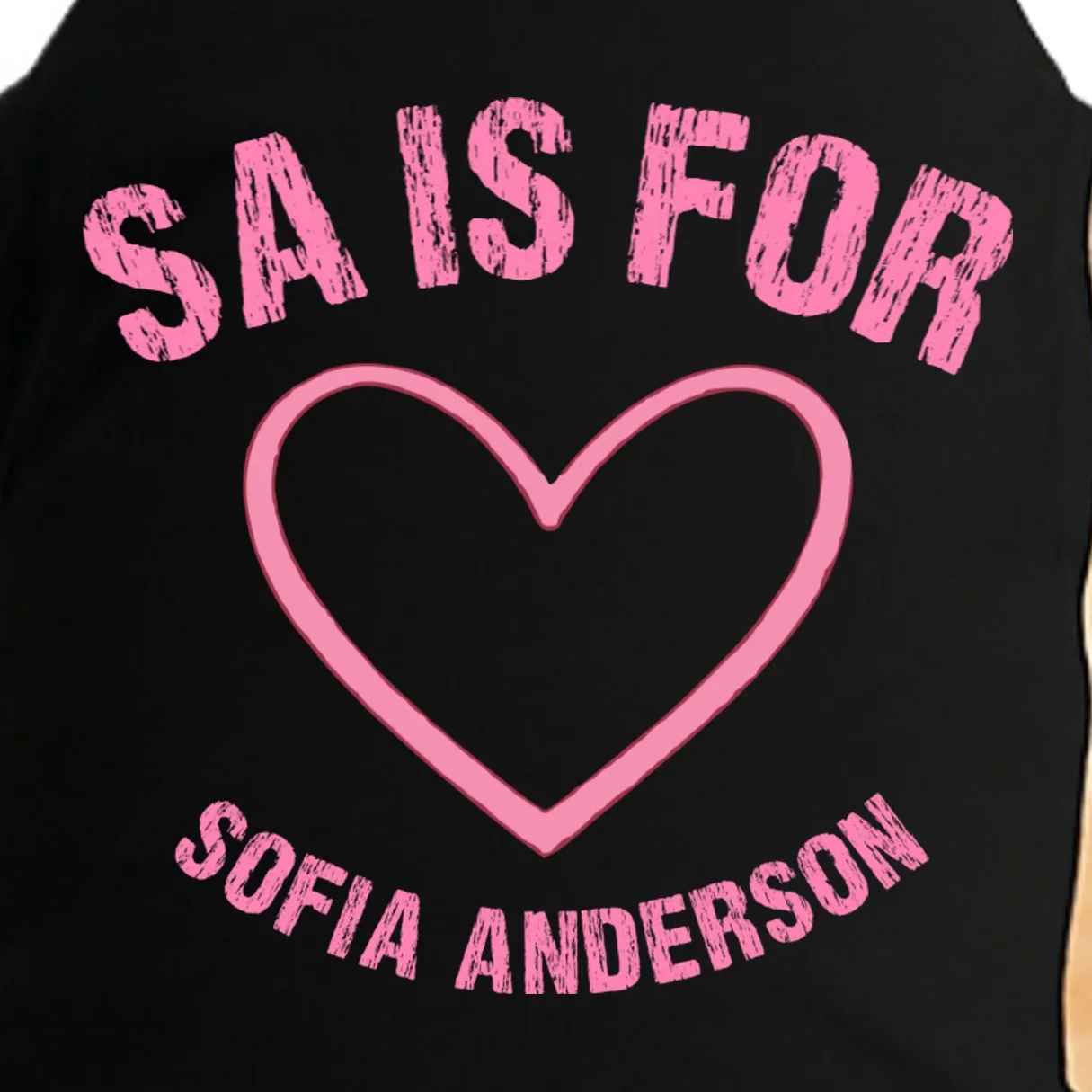 Custom Initial Name Kids T Shirt, Personalized Pink Heart Toddler T-Shirt for Girls Doggie Tank - Front - Close-up