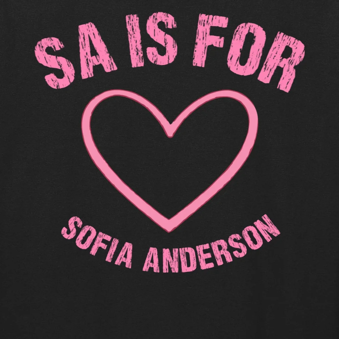 Custom Initial Name Kids T Shirt, Personalized Pink Heart Toddler T-Shirt for Girls Long Sleeve Shirt - Front - Close-up