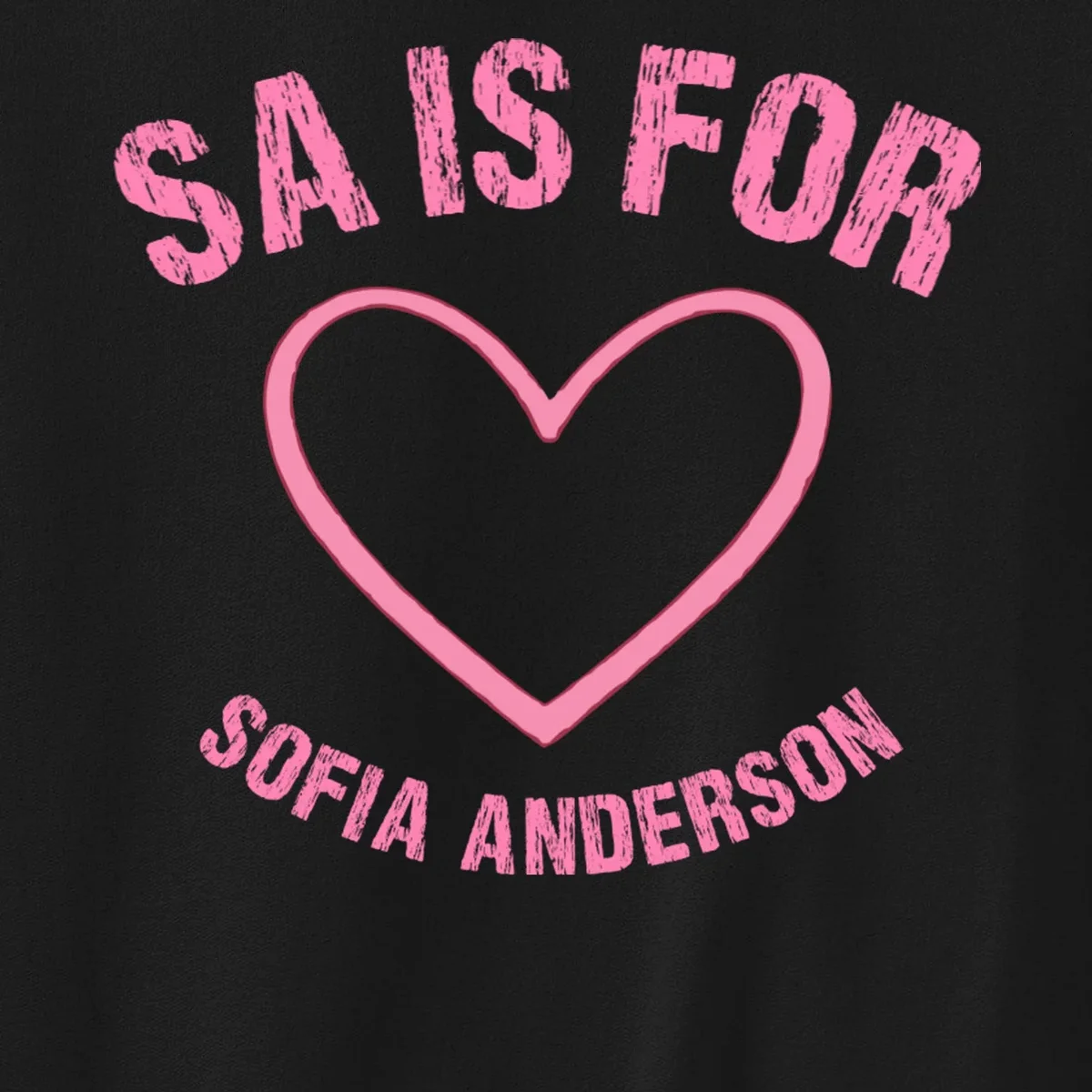 Custom Initial Name Kids T Shirt, Personalized Pink Heart Toddler T-Shirt for Girls Sweatshirt - Front - Close-up