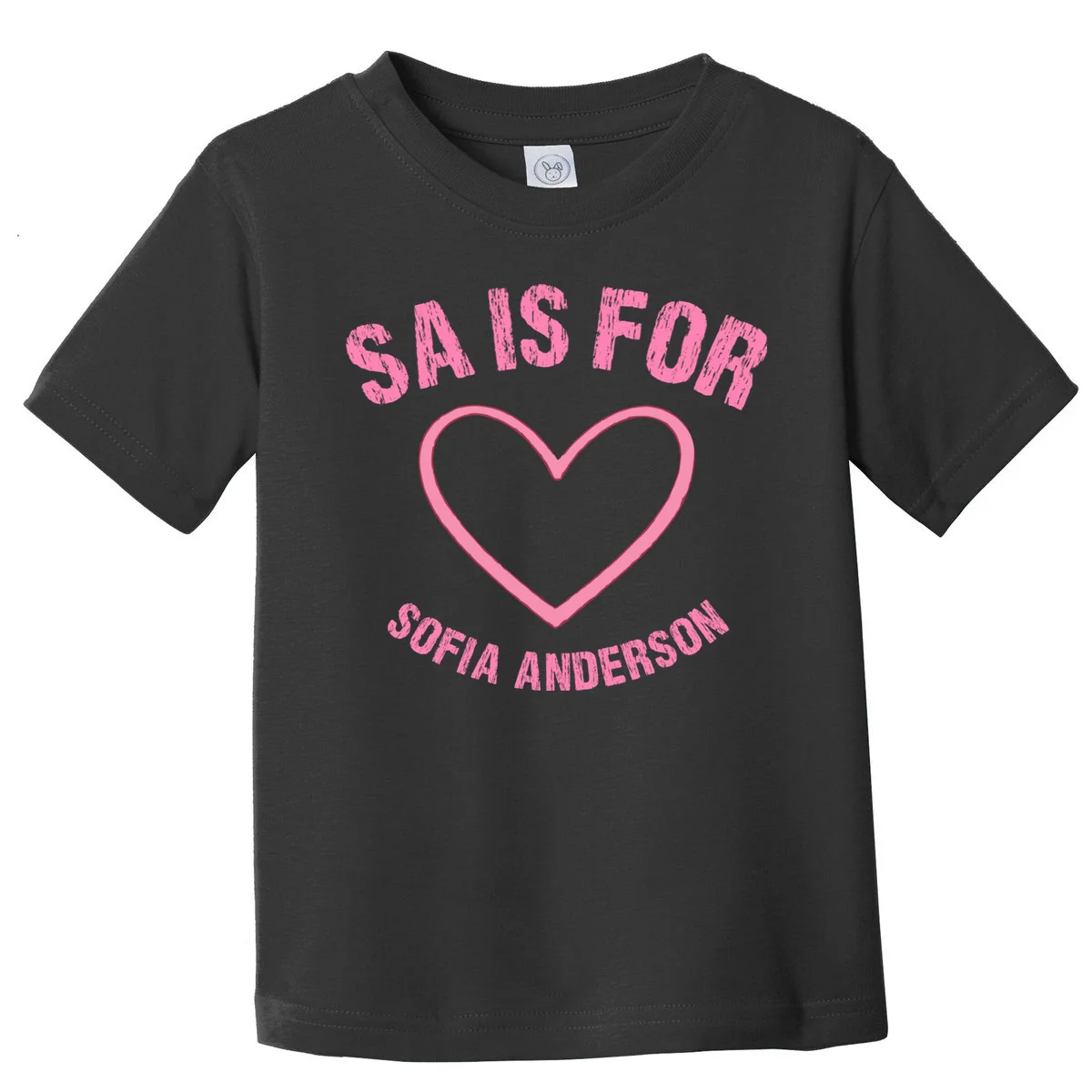 Custom Initial Name Kids T Shirt, Personalized Pink Heart Toddler T-Shirt for Girls Toddler T-Shirt - Front