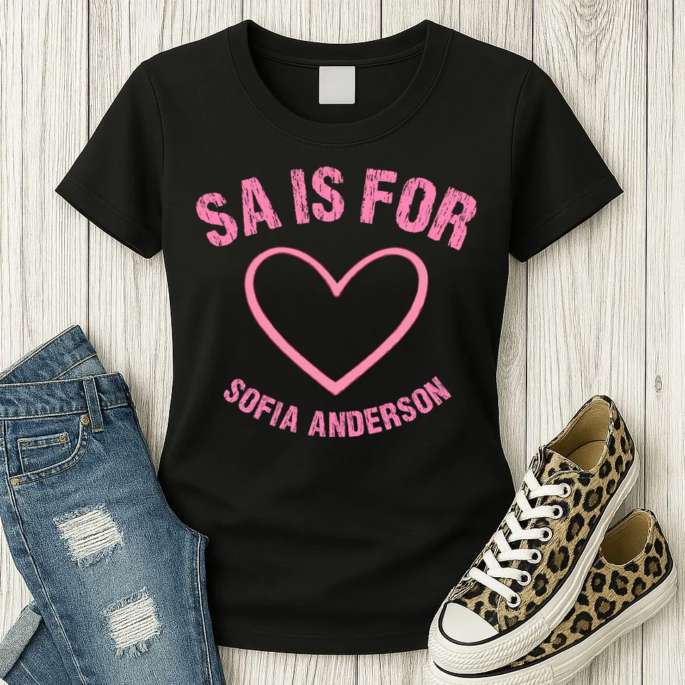 Custom Initial Name Kids T Shirt, Personalized Pink Heart Toddler T-Shirt for Girls Women's T-Shirt - Front 2