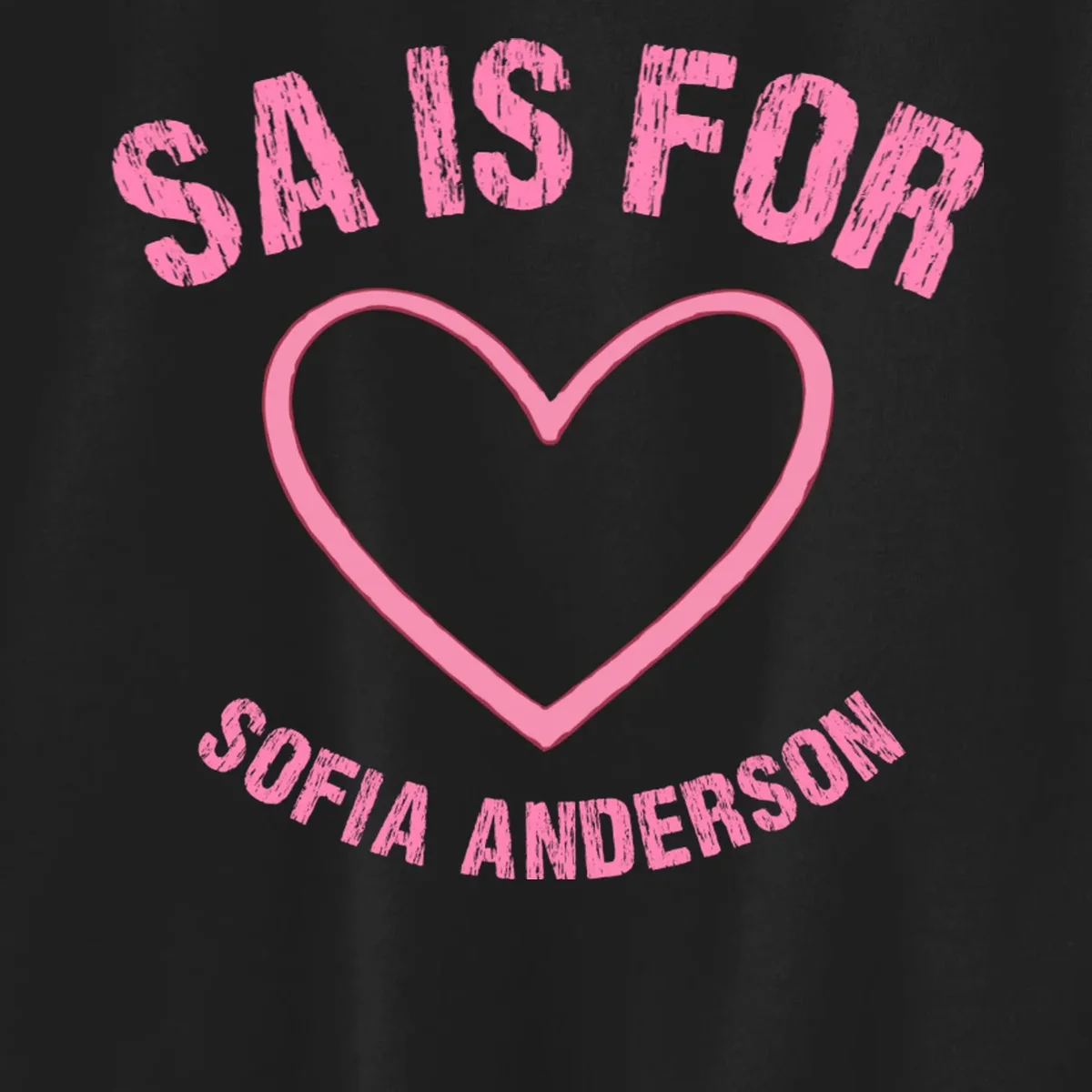 Custom Initial Name Kids T Shirt, Personalized Pink Heart Toddler T-Shirt for Girls Kids Sweatshirt - Front - Close-up