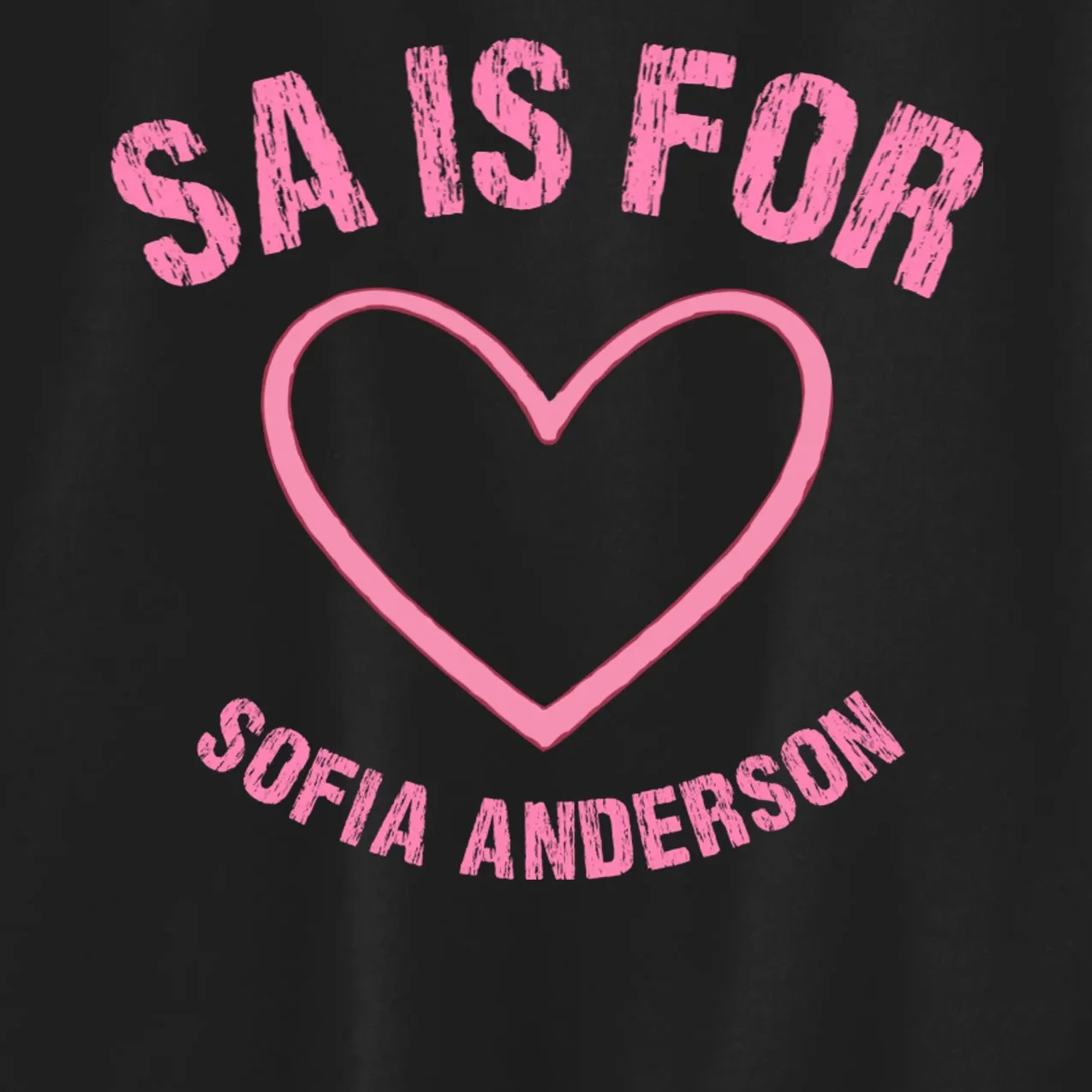 Custom Initial Name Kids T Shirt, Personalized Pink Heart Toddler T-Shirt for Girls Kids Sweatshirt - Front - Close-up