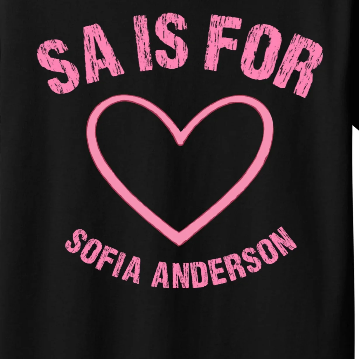 Custom Initial Name Kids T Shirt, Personalized Pink Heart Toddler T-Shirt for Girls Kids T-Shirt - Front - Close-up