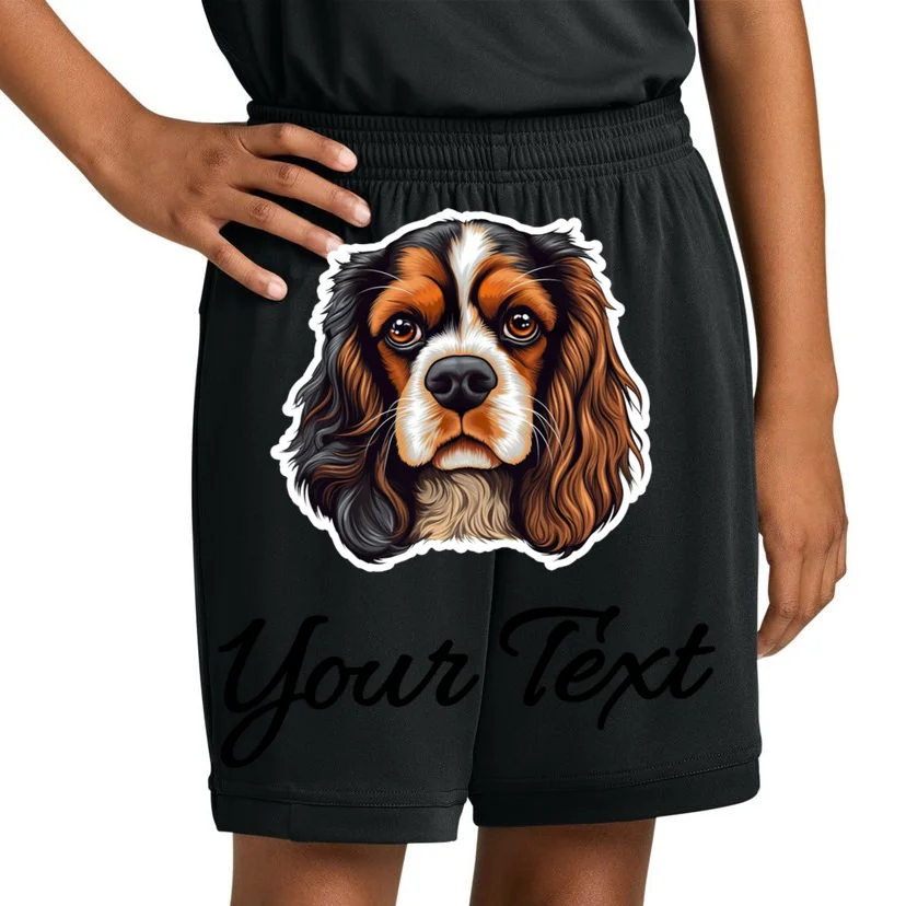 Cavalier King Charles Spaniel Custom Text Personalized Kids Shorts - Front 1