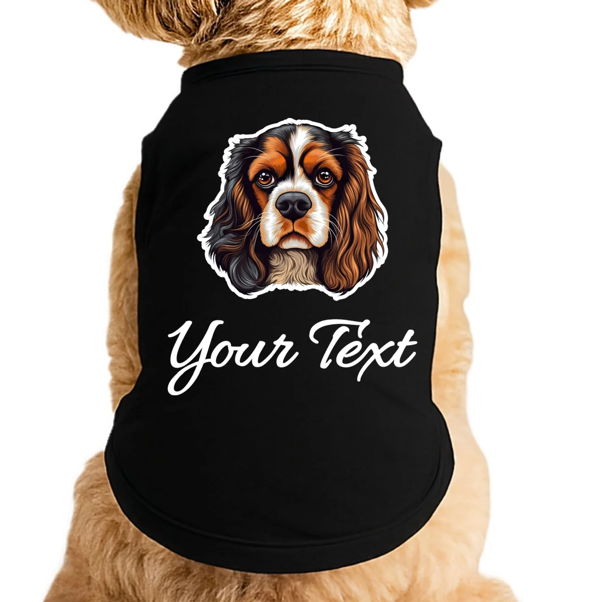 Cavalier King Charles Spaniel Custom Text Personalized Doggie Tank - Front