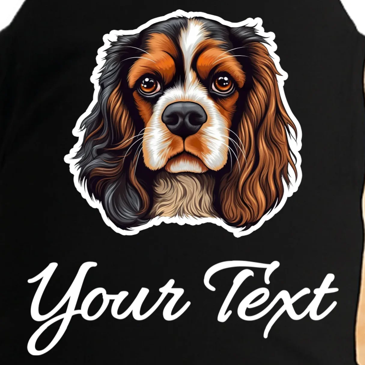 Cavalier King Charles Spaniel Custom Text Personalized Doggie Tank - Front - Close-up