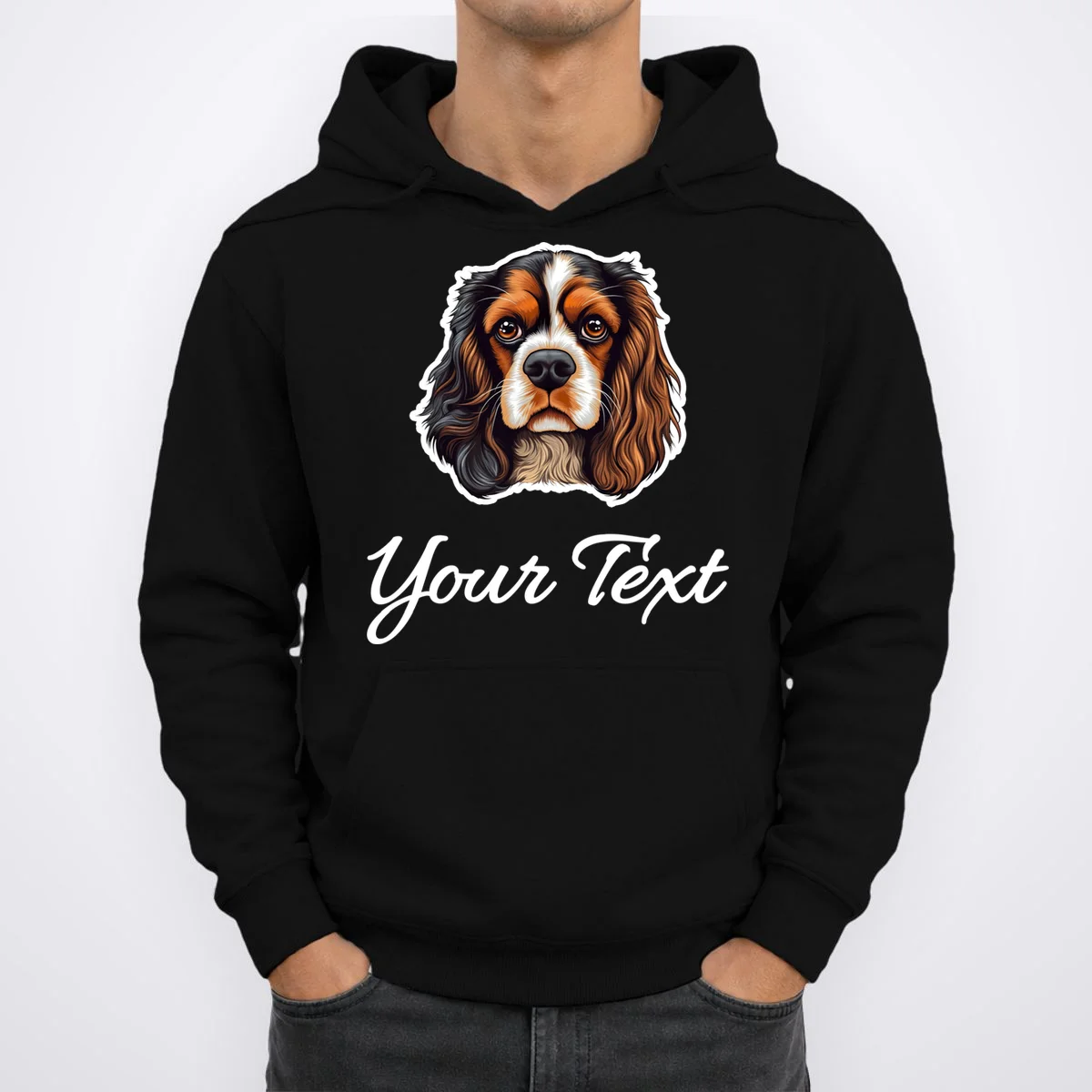 Cavalier King Charles Spaniel Custom Text Personalized Hoodie - Front 1