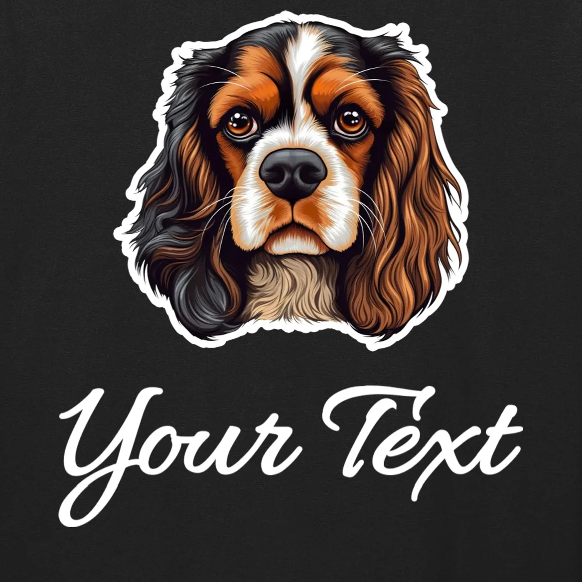 Cavalier King Charles Spaniel Custom Text Personalized Men's Long Sleeve Shirt - Front - Close-up
