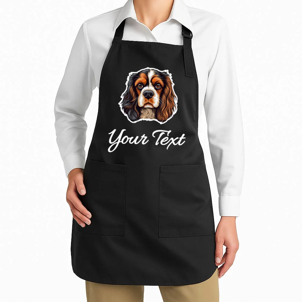 Cavalier King Charles Spaniel Custom Text Personalized Apron - Front 1