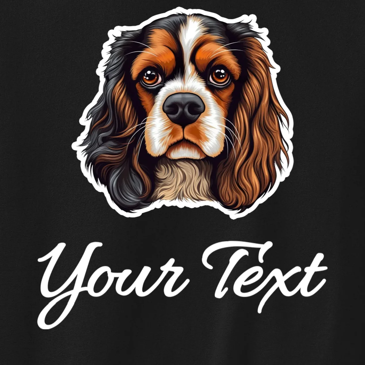 Cavalier King Charles Spaniel Custom Text Personalized Men's Sweatshirt - Front - Close-up