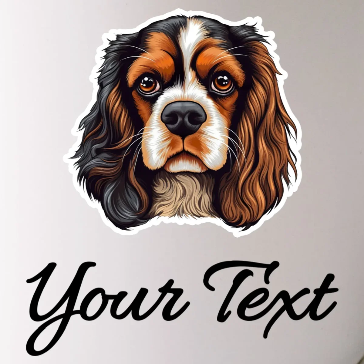 Cavalier King Charles Spaniel Custom Text Personalized Mug - Front - Close-up