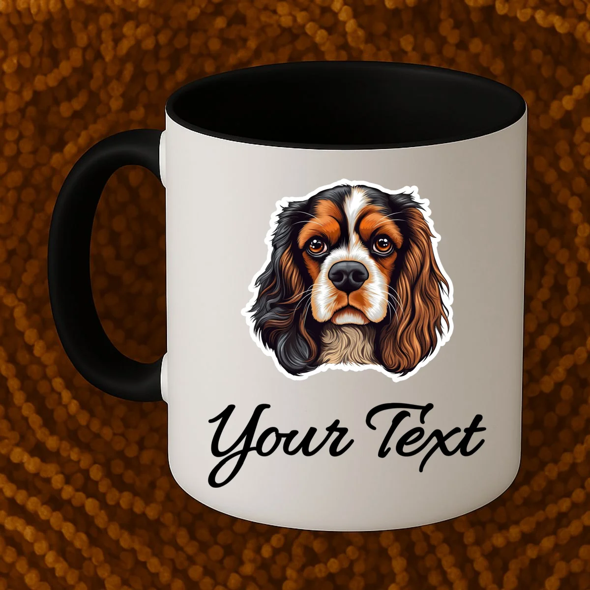 Cavalier King Charles Spaniel Custom Text Personalized Coffee Mug - Front 1