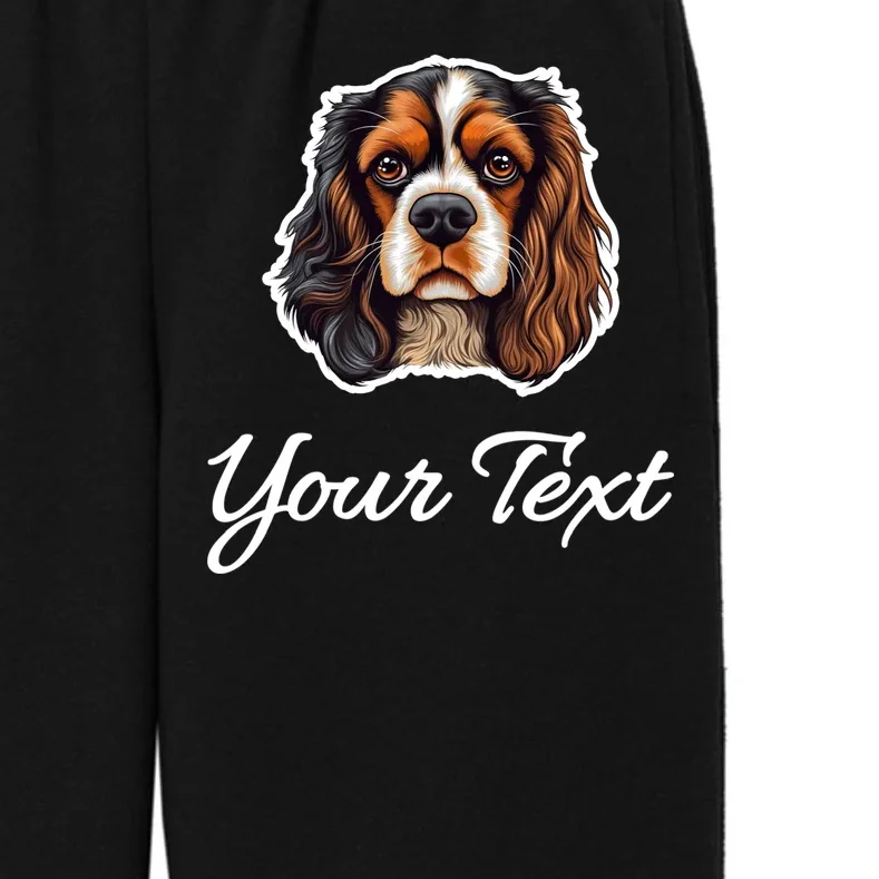 Cavalier King Charles Spaniel Custom Text Personalized Kids Fleece Sweatpants - Front - Close-up