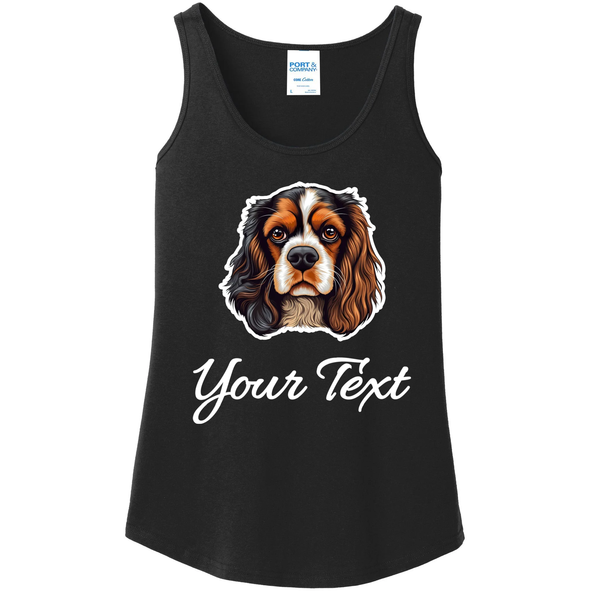Cavalier King Charles Spaniel Custom Text Personalized Women's Tank Top - Front