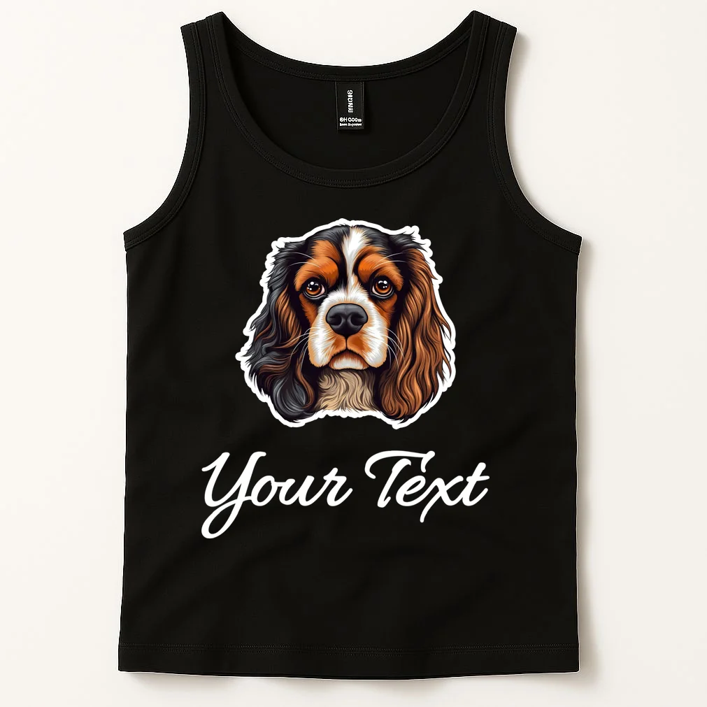 Cavalier King Charles Spaniel Custom Text Personalized Tank Top - Front 1