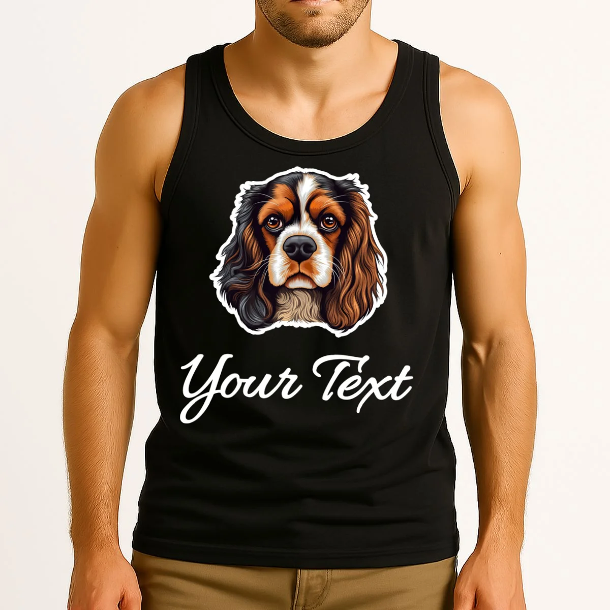 Cavalier King Charles Spaniel Custom Text Personalized Tank Top - Front 2