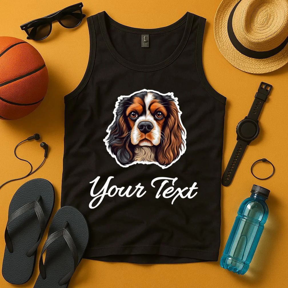 Cavalier King Charles Spaniel Custom Text Personalized Tank Top - Front 3
