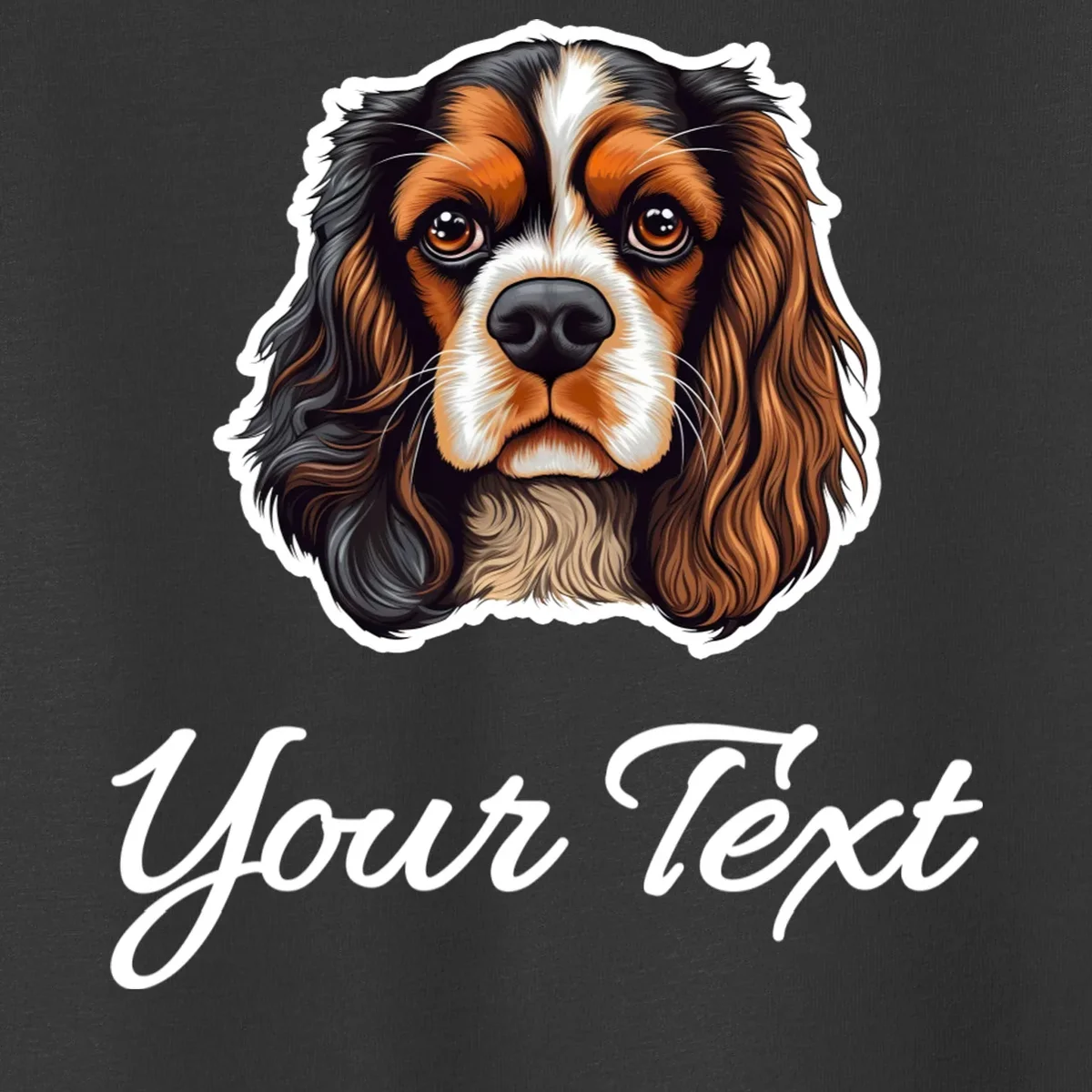 Cavalier King Charles Spaniel Custom Text Personalized Toddler T-Shirt - Front - Close-up