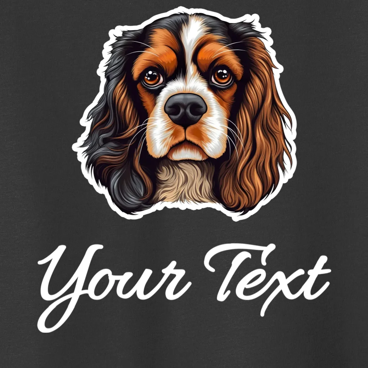 Cavalier King Charles Spaniel Custom Text Personalized Toddler T-Shirt - Front - Close-up