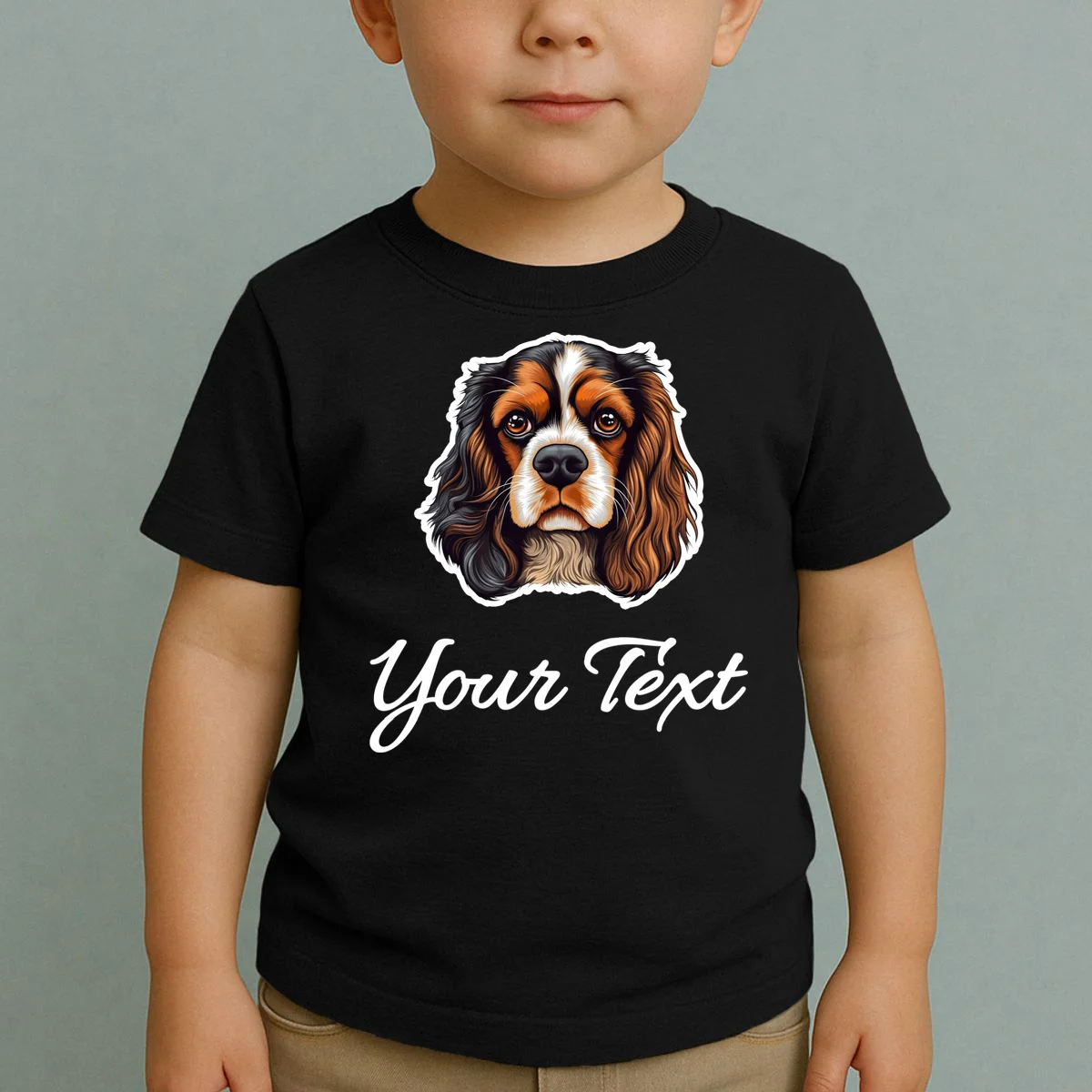 Cavalier King Charles Spaniel Custom Text Personalized Toddler T-Shirt - Front 1