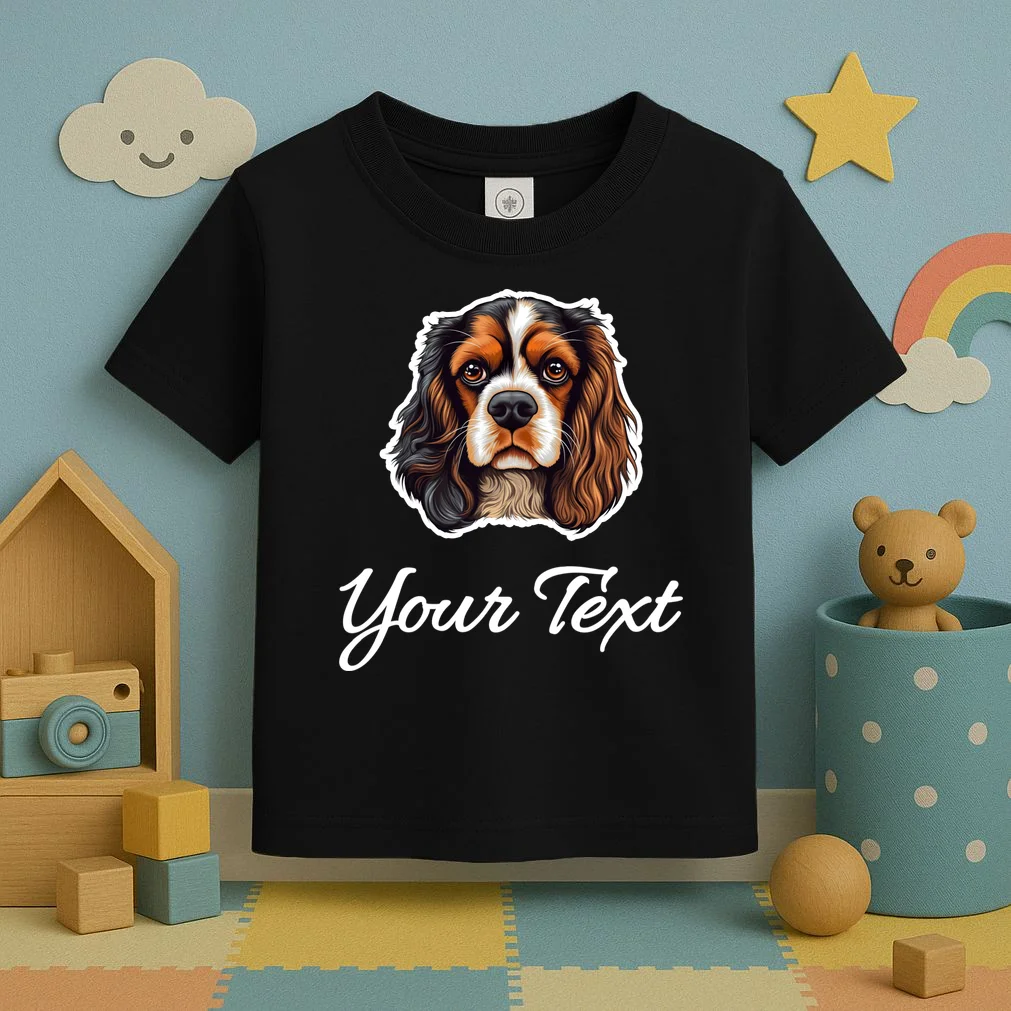 Cavalier King Charles Spaniel Custom Text Personalized Toddler T-Shirt - Front 2