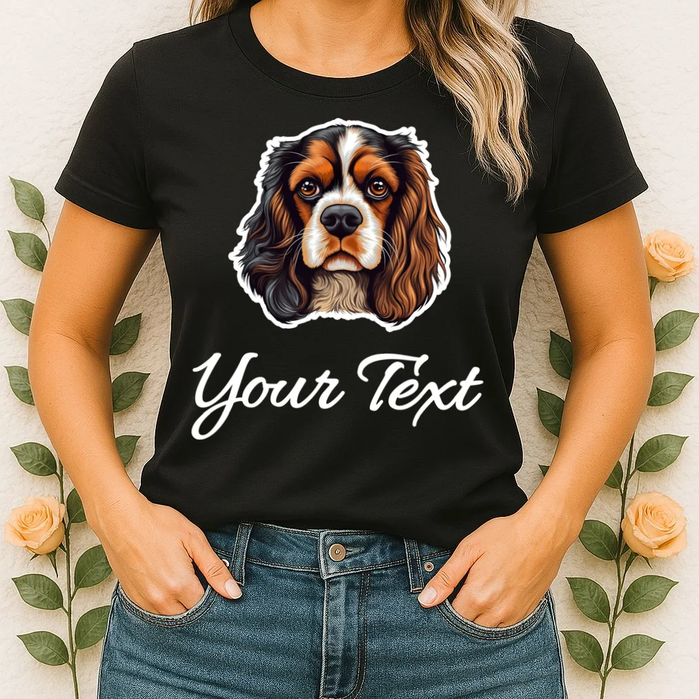 Cavalier King Charles Spaniel Custom Text Personalized Women's T-Shirt - Front 1