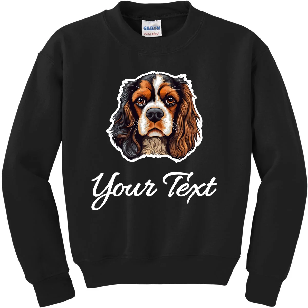 Cavalier King Charles Spaniel Custom Text Personalized Kids Sweatshirt - Front