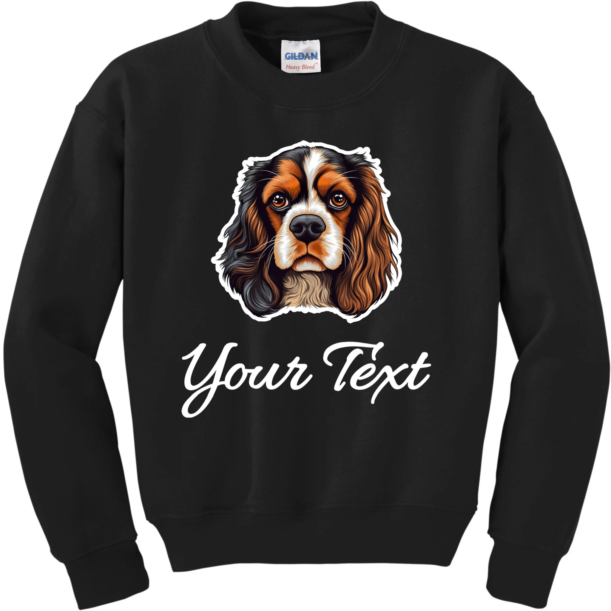 Cavalier King Charles Spaniel Custom Text Personalized Kids Sweatshirt - Front