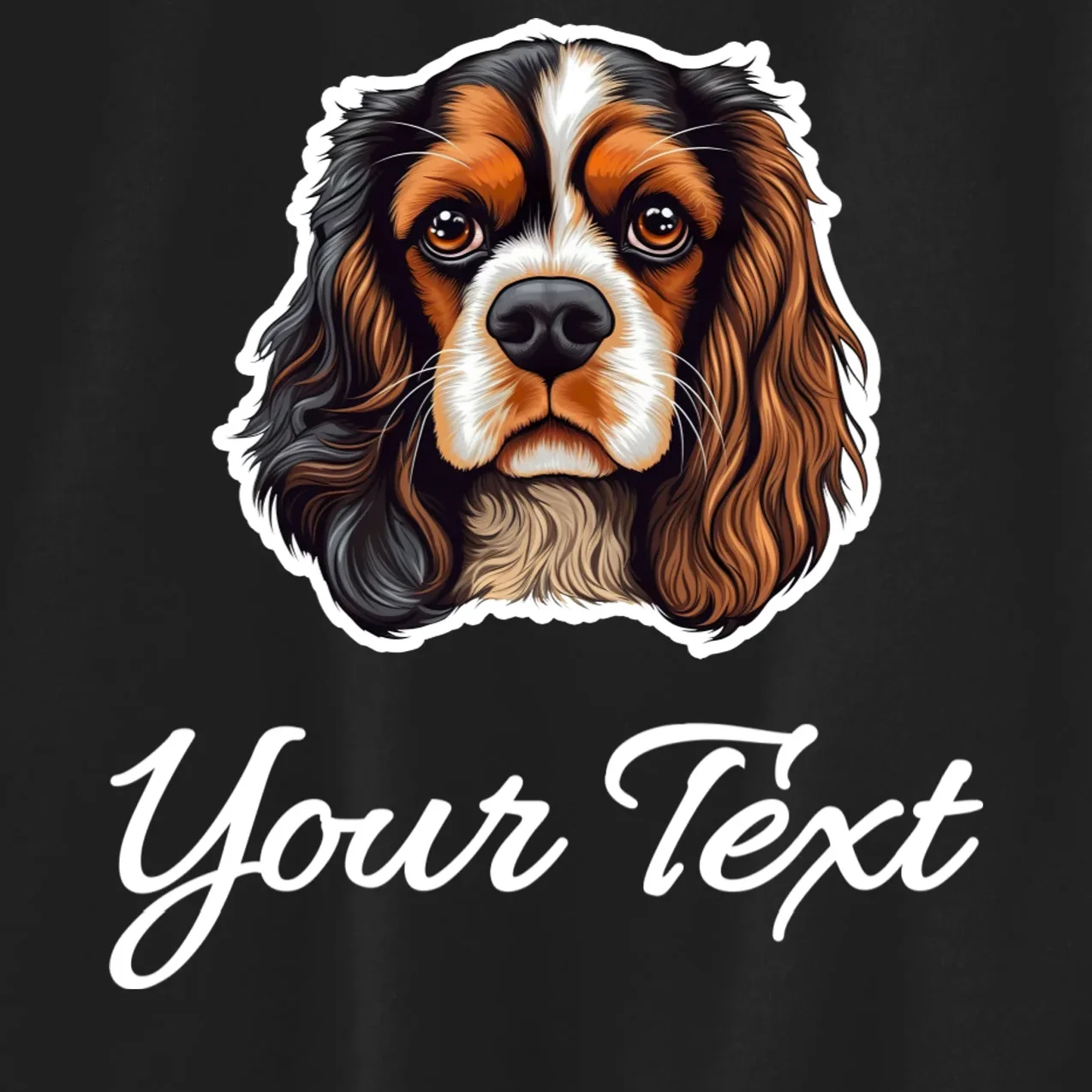 Cavalier King Charles Spaniel Custom Text Personalized Kids Sweatshirt - Front - Close-up