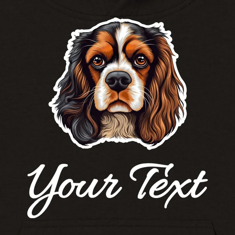 Cavalier King Charles Spaniel Custom Text Personalized Kids Hoodie - Front - Close-up