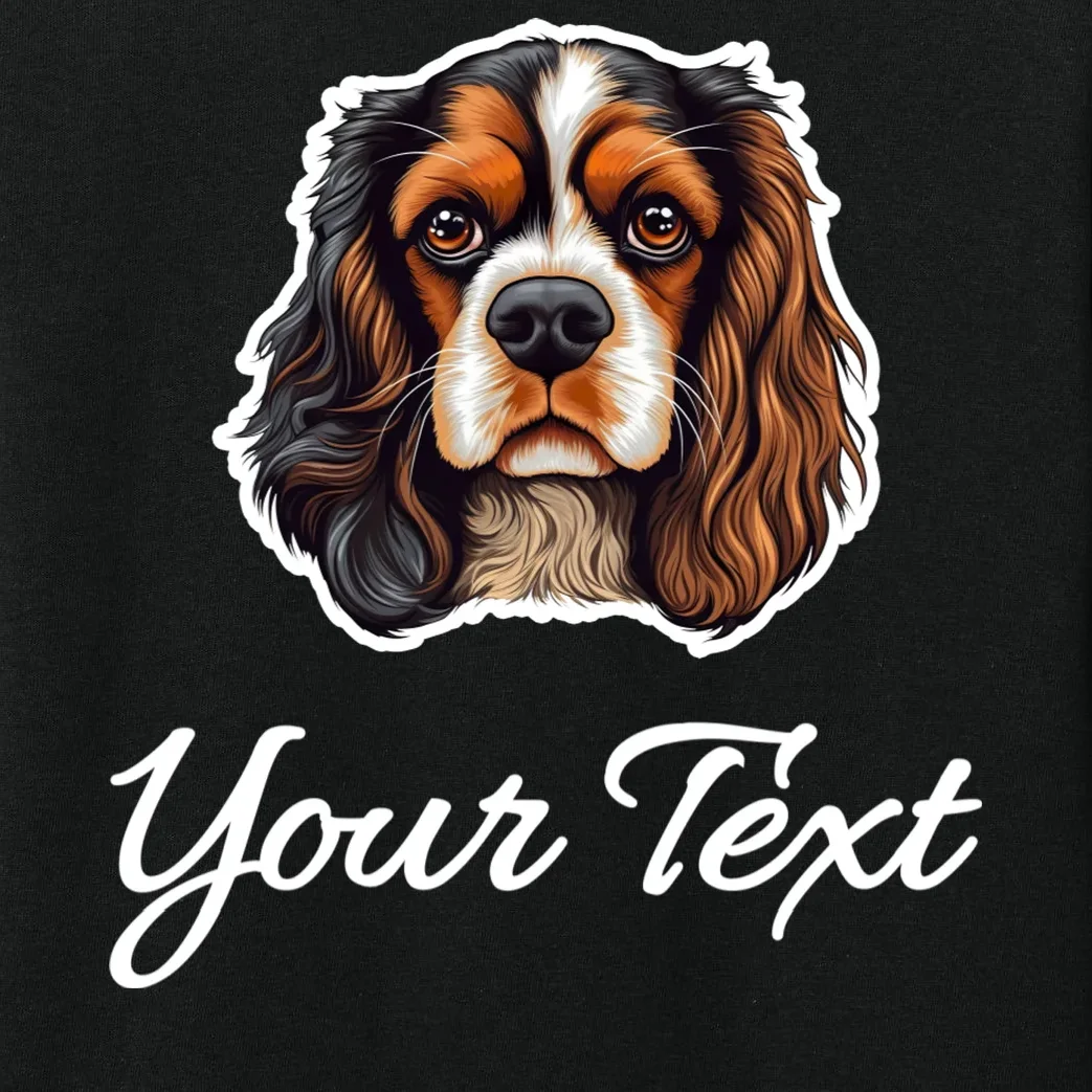 Cavalier King Charles Spaniel Custom Text Personalized Kids Long Sleeve Pajamas - Front - Close-up