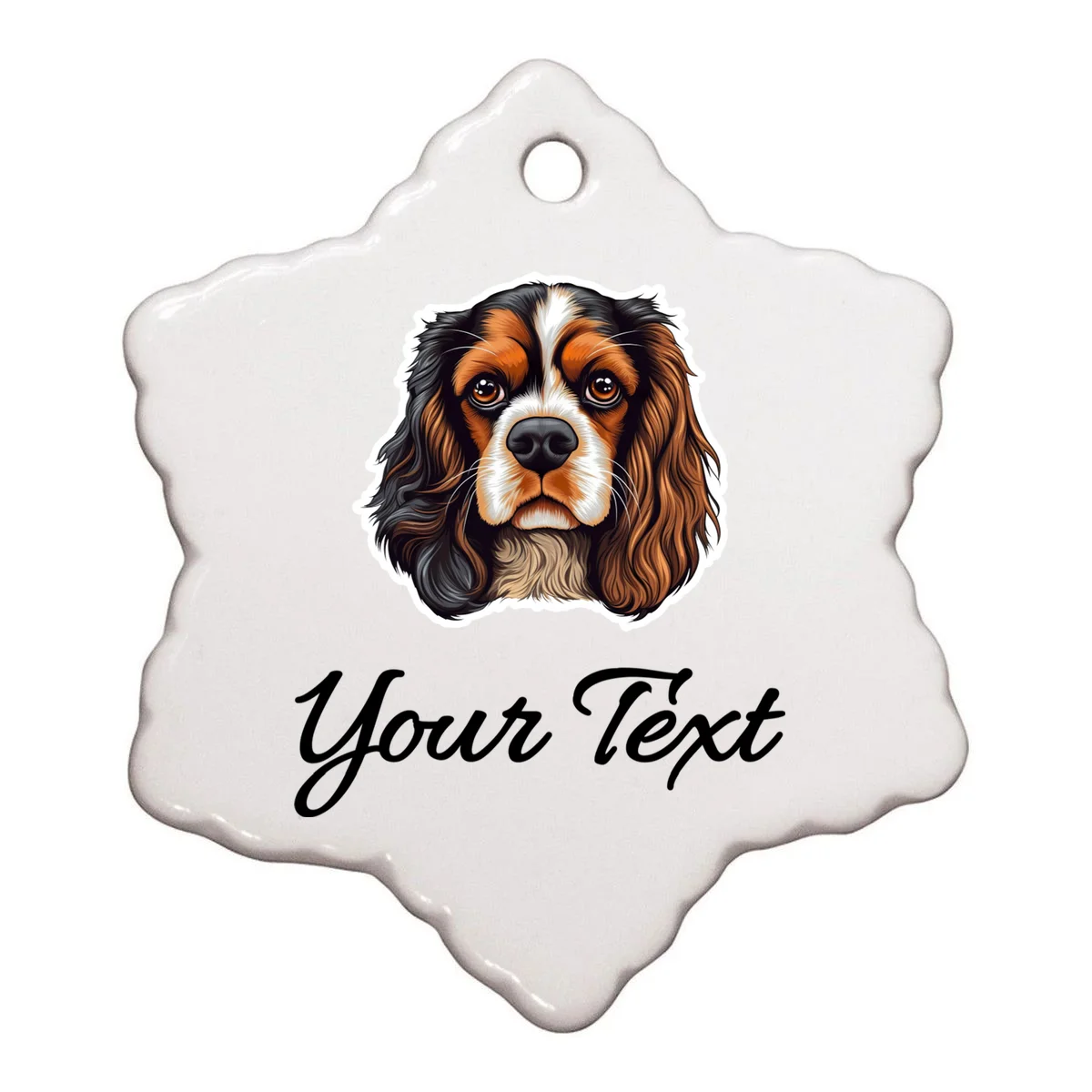 Cavalier King Charles Spaniel Custom Text Personalized Ornament - Front