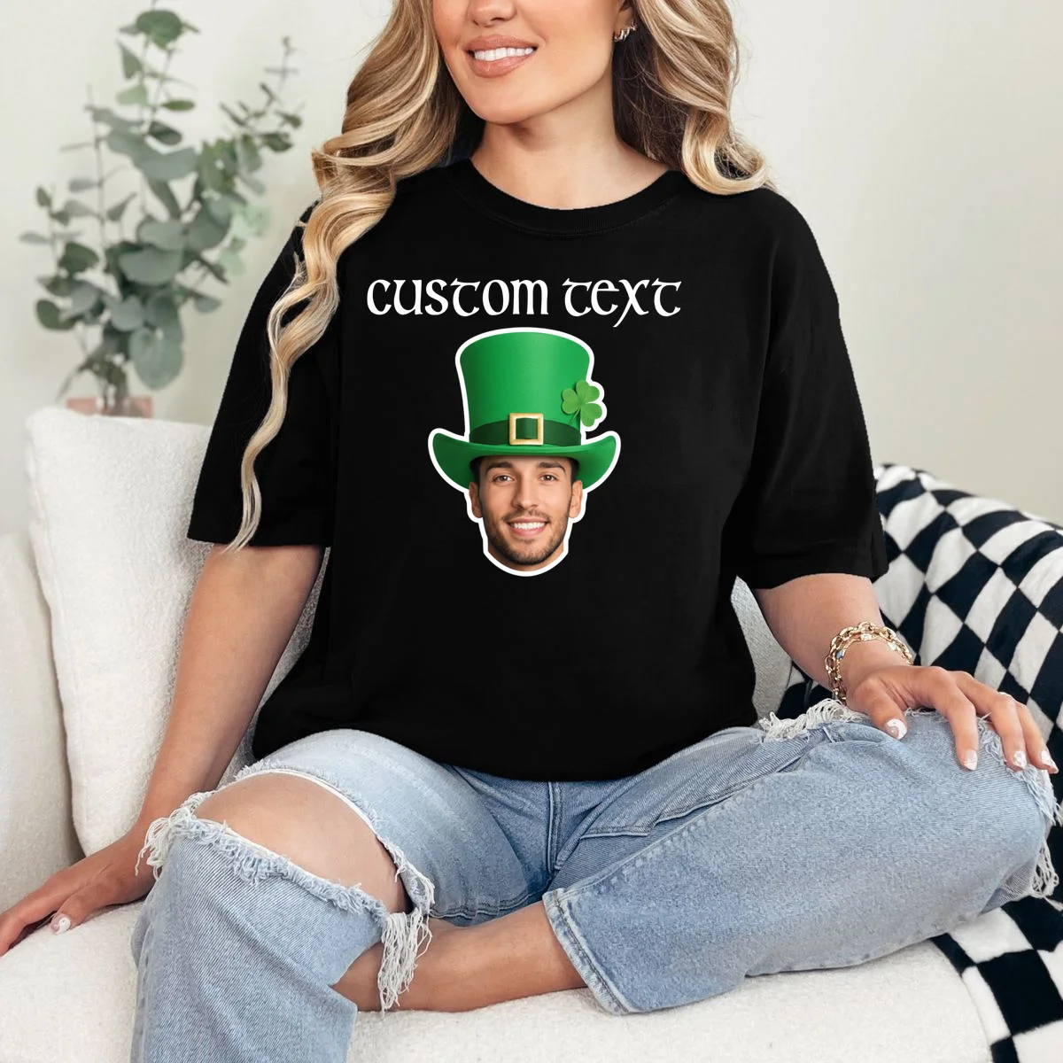 Custom Leprechaun Face Personalized St Patricks Day T-Shirt - Front 1