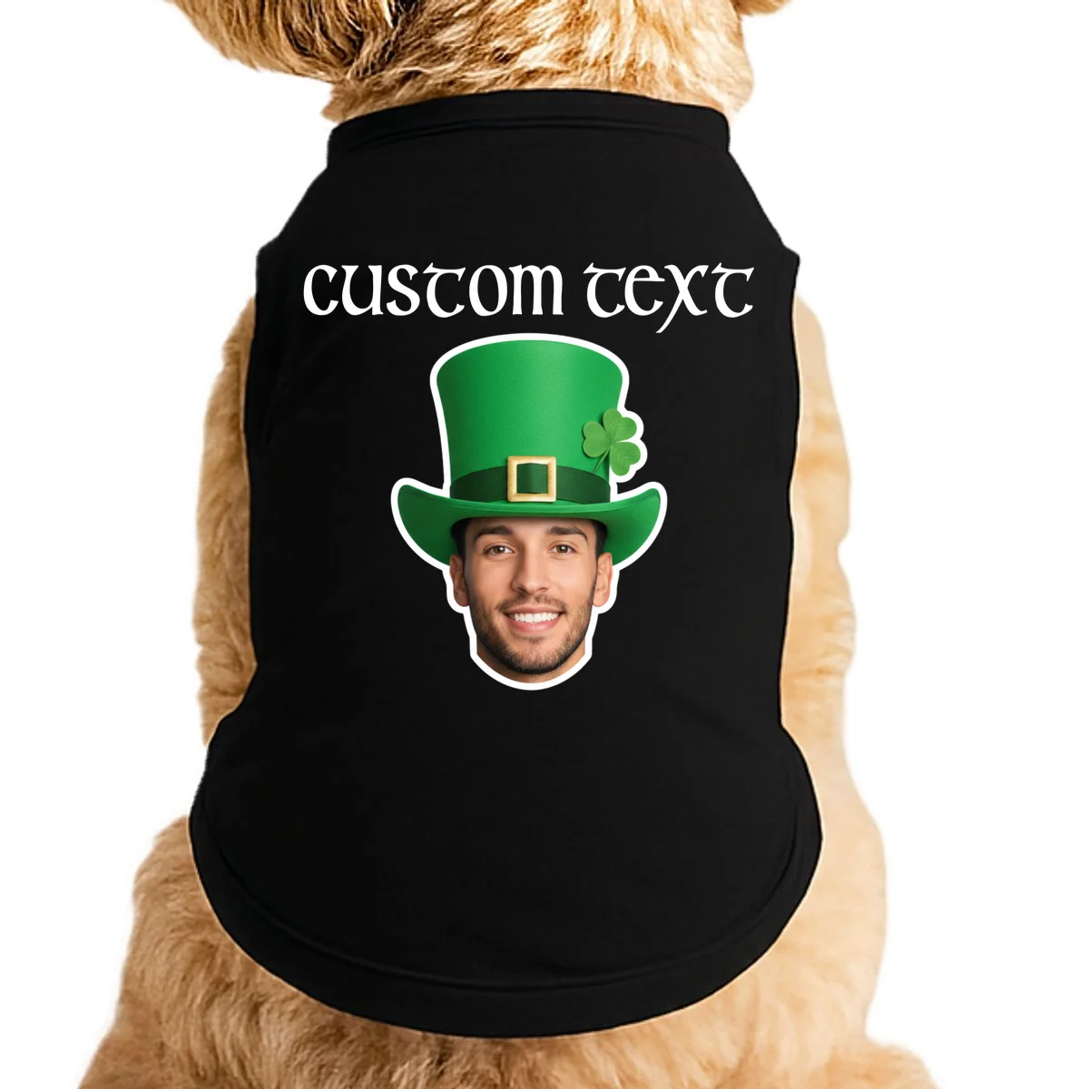 Custom Leprechaun Face Personalized St Patricks Day Doggie Tank - Front