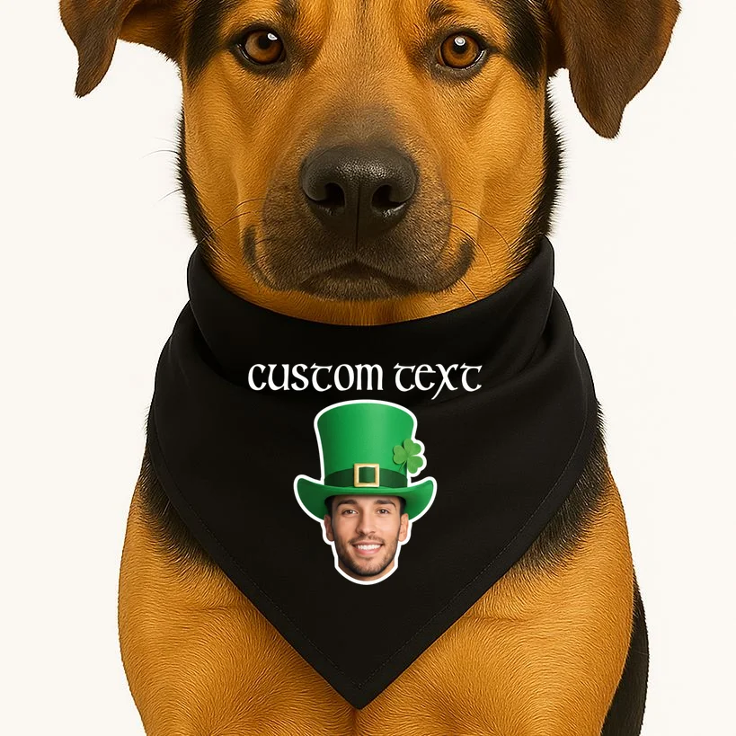 Custom Leprechaun Face Personalized St Patricks Day Dog Bandana - Front 1