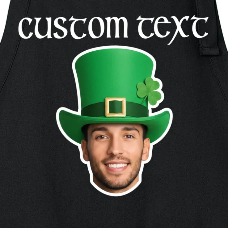 Custom Leprechaun Face Personalized St Patricks Day Apron - Front - Close-up