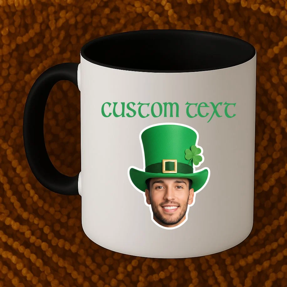 Custom Leprechaun Face Personalized St Patricks Day Coffee Mug - Front 1