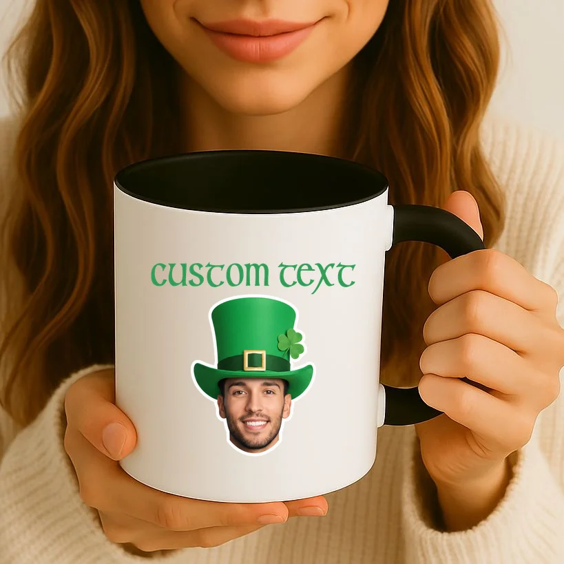 Custom Leprechaun Face Personalized St Patricks Day Coffee Mug - Front 2
