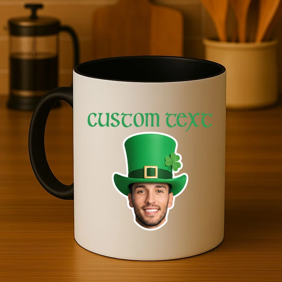 Custom Leprechaun Face Personalized St Patricks Day Coffee Mug - Front 3