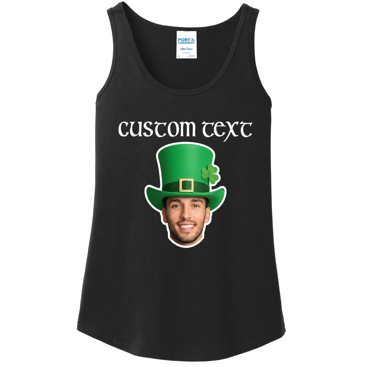 Custom Leprechaun Face Personalized St Patricks Day Women's Tank Top - Front
