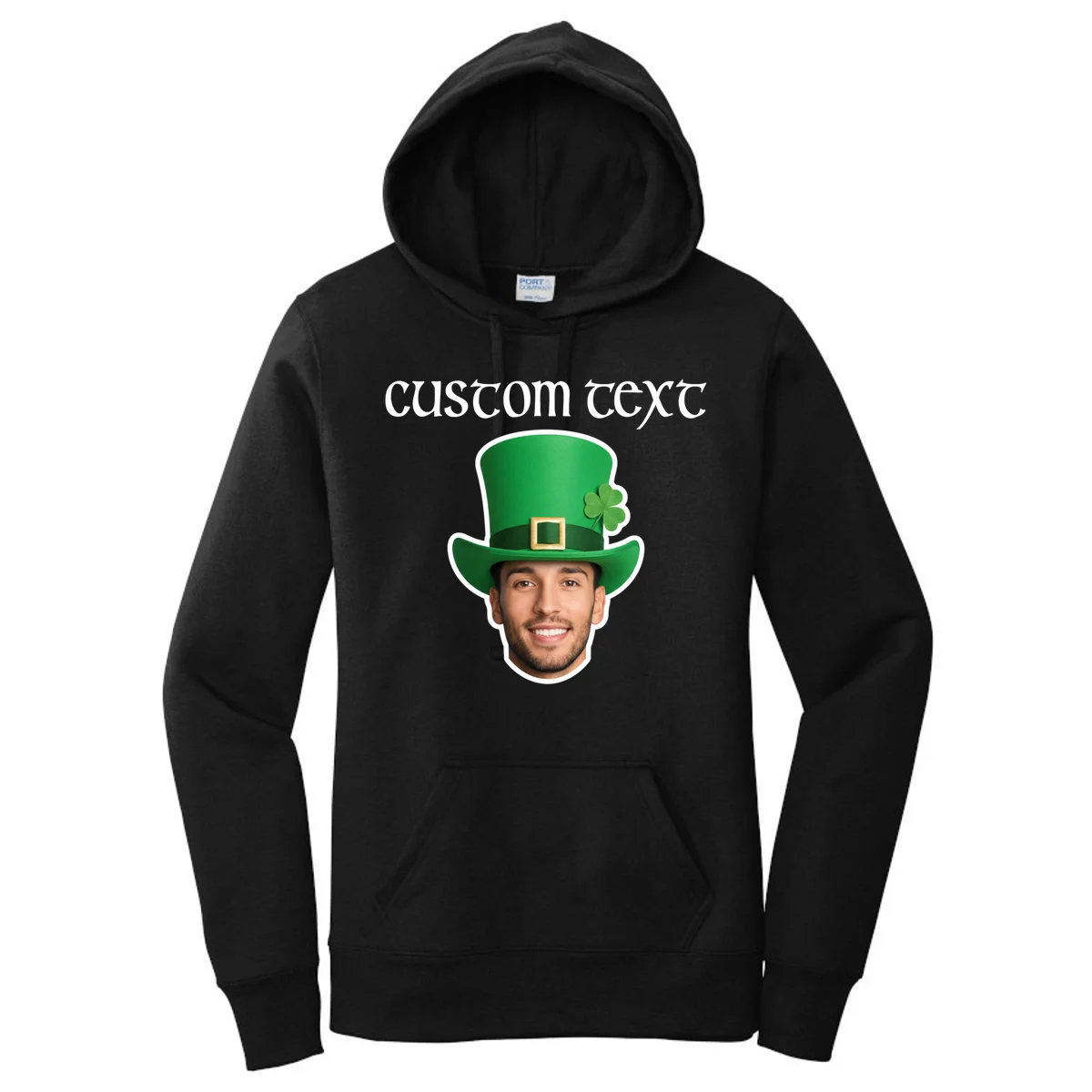 Custom Leprechaun Face Personalized St Patricks Day Women's Pullover Hoodie - Front