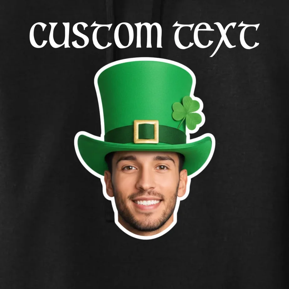 Custom Leprechaun Face Personalized St Patricks Day Women's Pullover Hoodie - Front - Close-up