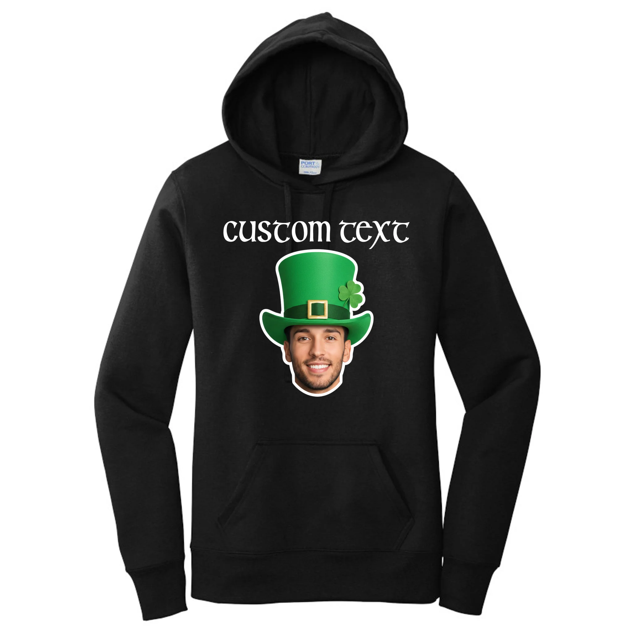 Custom Leprechaun Face Personalized St Patricks Day Women's Pullover Hoodie - Front