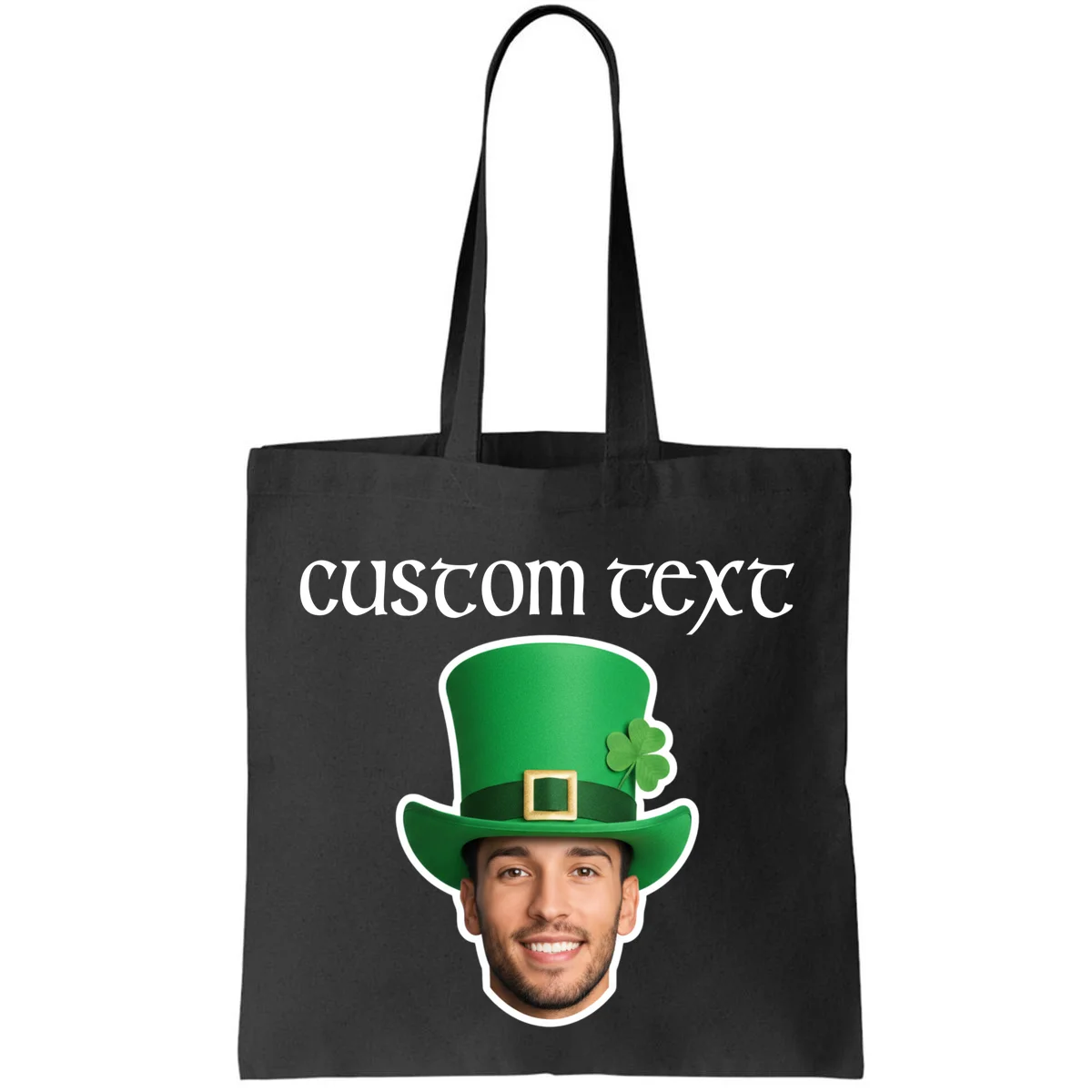 Custom Leprechaun Face Personalized St Patricks Day Tote Bag - Front