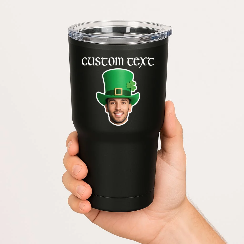 Custom Leprechaun Face Personalized St Patricks Day 20oz Tumbler - Front 1