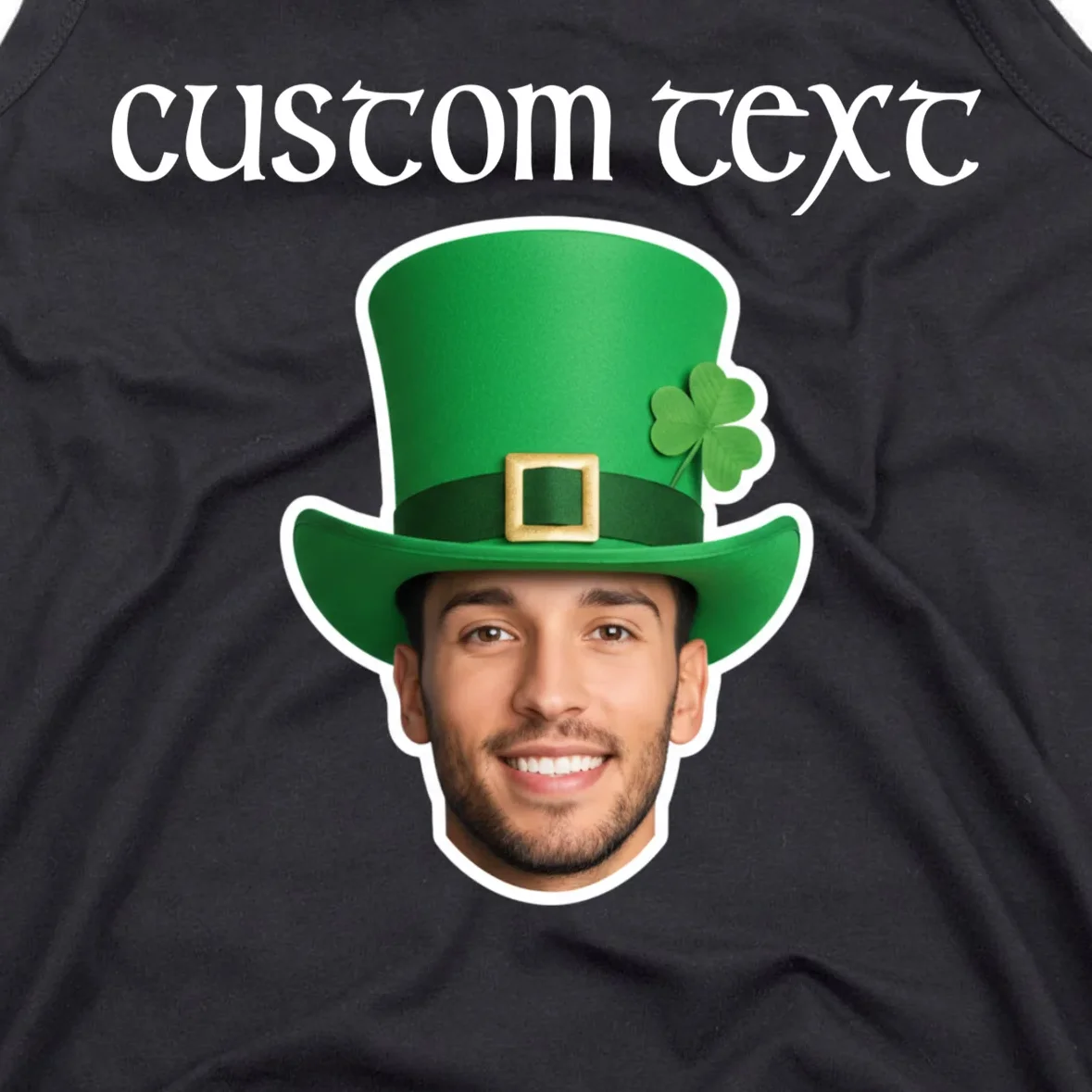 Custom Leprechaun Face Personalized St Patricks Day Men's Tank Top - Front - Close-up